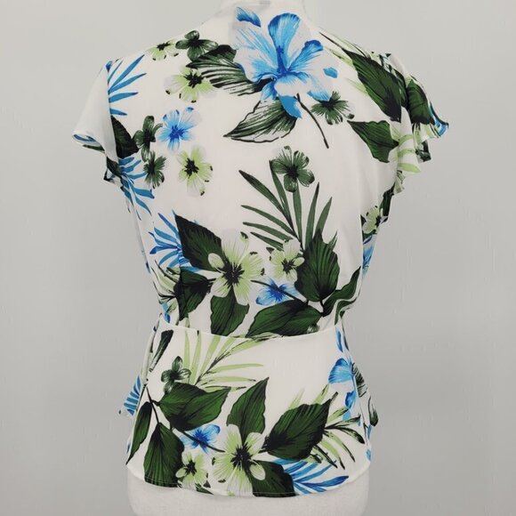Banana Republic Tropical Floral Ruffle Wrap Blouse - Picture 2 of 10